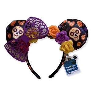 Disney Parks Coco Dia De Los Muertos Floral Skull Halloween Headband Ears